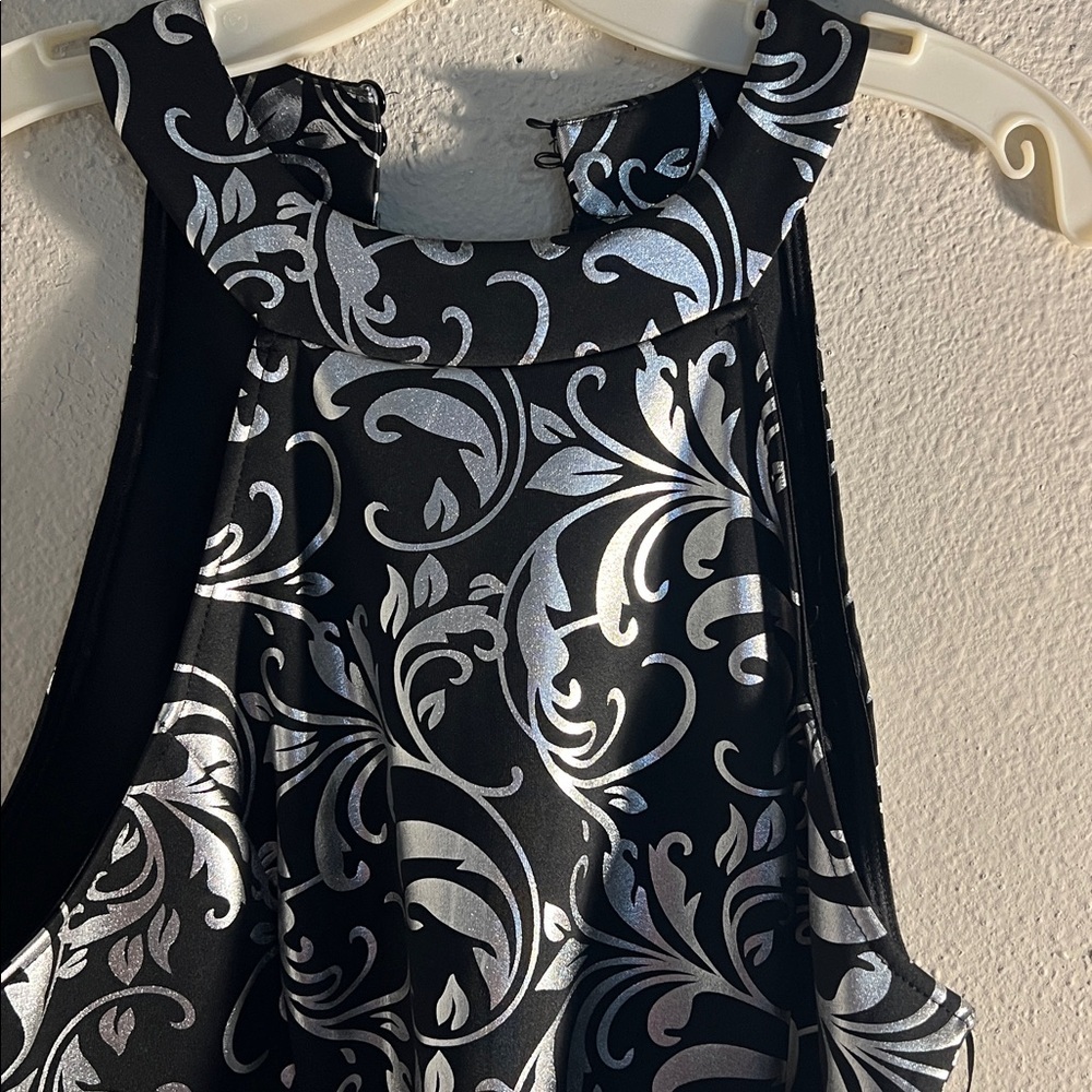 New With Tags Haani Black and Silver Swirl Maxi Dress